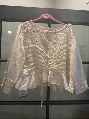 Magnolia Pearl Cream Ruffle Peasant Blouse